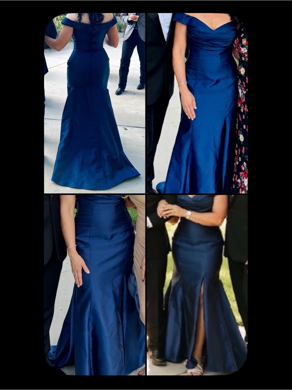 Off-Shoulder Navy Mermaid Evening Gown
